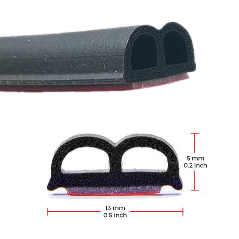 32 Feet Car Door Seal Strip, Rubber Seal Self Adhesive Weather Stripping, B Shape, Pack of 2